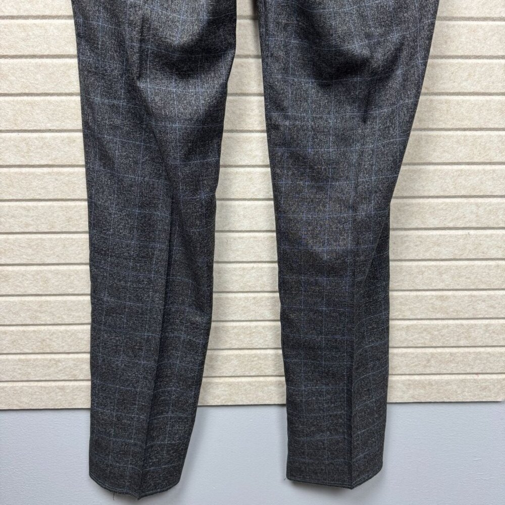 Stacy Adams NEW Windowpane Plaid Dress Pants Button Closure Men 38R Gray - Picture 6 of 13